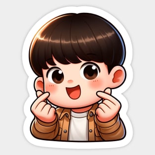 Cool Guy Korean Finger Hearts Kpop Sticker